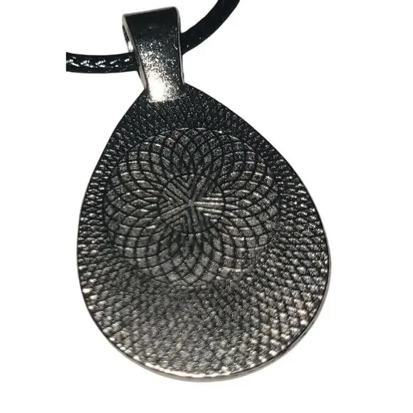 Handmade Acrylic Skin Pendant Necklace Teardrop Pink Purple Blue Silver Black - Picture 3 of 4